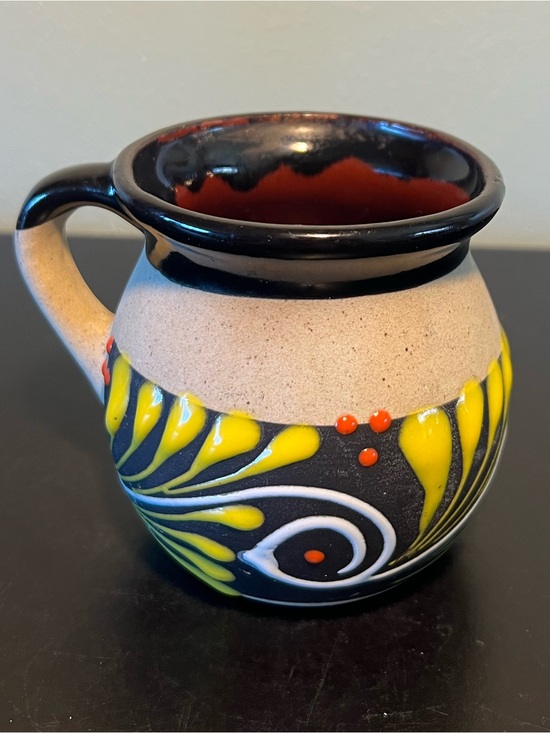 Mexican Pottery Other - Mexican Artisan Handcrafted Pottery Clay Mug Cup with Hand Painted Floral Glaze